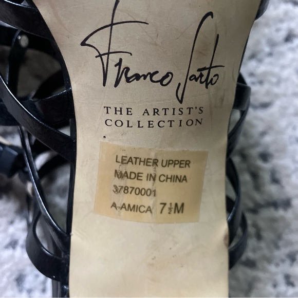 Franco Sarto size 7.5- Artisan  Heel Ankle Strap Black - Picture 3 of 13